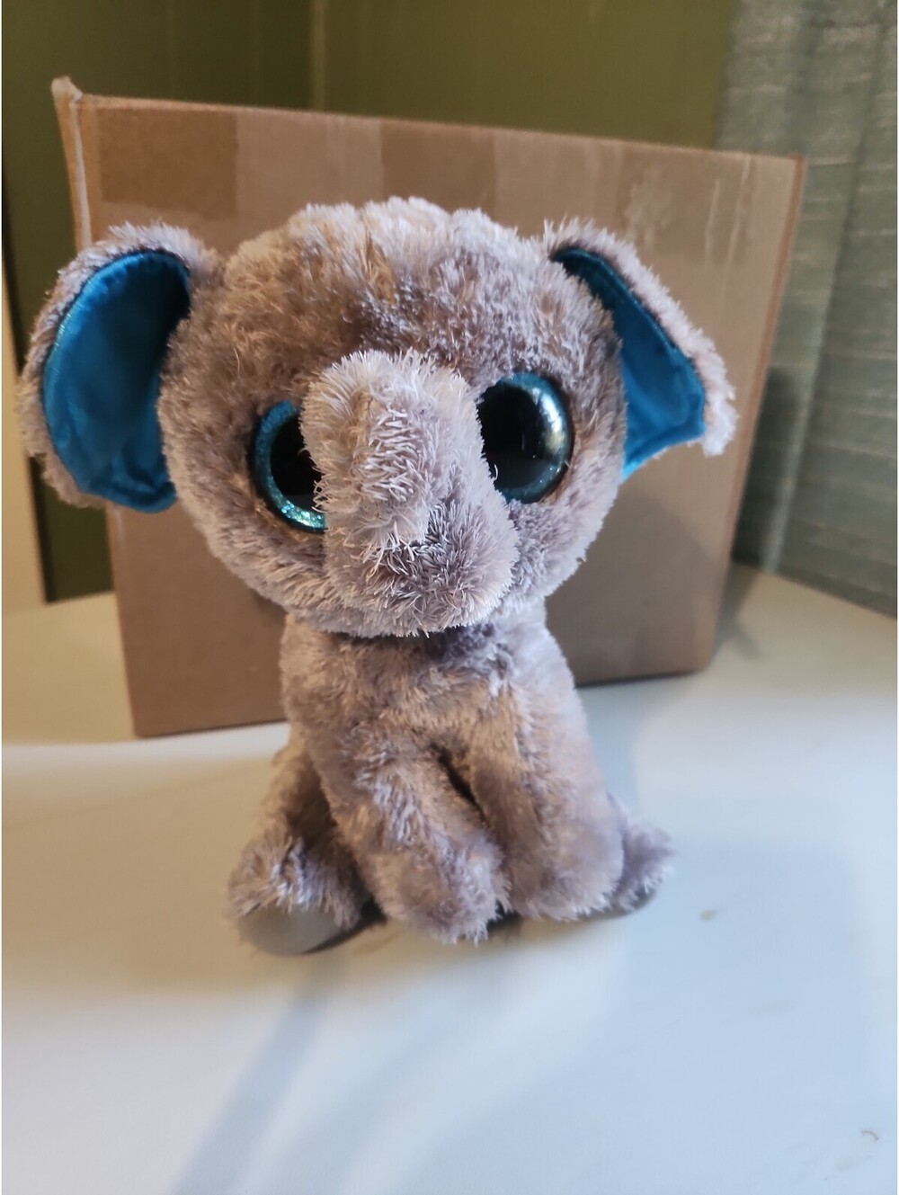 New Ty Beanie Boos PEANUT Elephant 6" Plush Blue Glitter Eyes Ears 2013 Tags